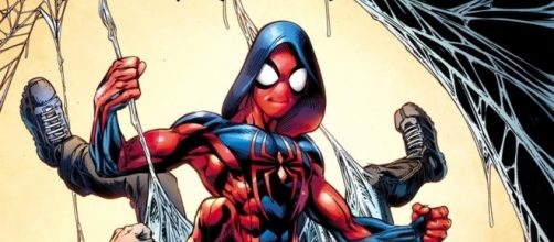 Ben Reilly in his newly designed Scarlet Spider costume by Mark Bagley courtesy of http://www.cbr.com/