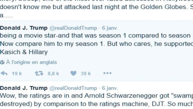 Trump s'est gardé de répondre au président mexicain, mais il se répand sur les célébrités de l'écran sur Twitter