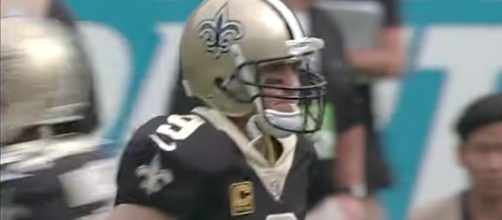 Drew Brees and the Saints take on the Dolphins Sunday in London. [NFL/YouTube screencap]