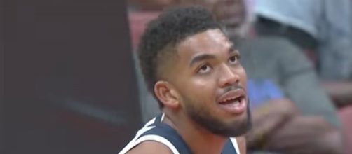 Karl Anthony Towns and the Minnesota Timberwolves won in their first game of the NBA preseason. [Image Credit: NBA/YouTube]