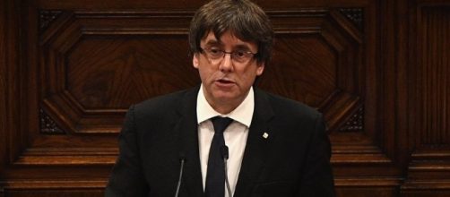 Carles Puigdemont, durante la comparecencia de hoy en el Parlament