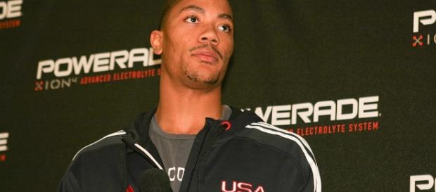 Derrick Rose talks about recruiting LeBron James and Dwyane Wade in 2010. (Image Credit - Julieta Alvarez/Wikimedia) Derrick Rose talks about recruiting LeBron James and Dwyane Wade in 2010. (Image Credit - Julieta Alvarez/Wikimedia)