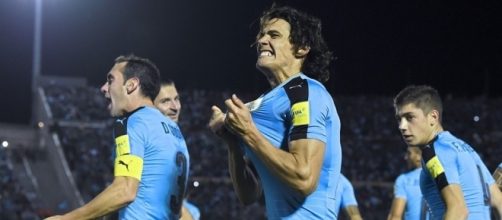 La gioia dei giocatori uruguaiani, qualificati alla fase finale di Russia 2018