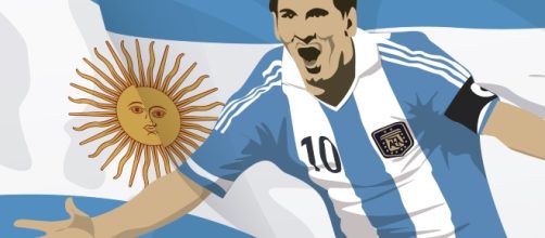 Messi con el número 10 y la bandera de Argentina. (designed by Vexels)