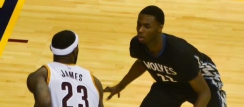 LeBron James and Andrew Wiggins [Image by Erik Drost|Wikimedia Commons| Cropped | CC BY- 2.0 ]