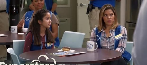 Amy's daughter Emma steps in as a part-time employee in this week's "Superstore" season 3. (Image Credit: tvpromosdb/YouTube) Amy's daughter Emma steps in as a part-time employee in this week's "Superstore" season 3. (Image Credit: tvpromosdb/YouTube)