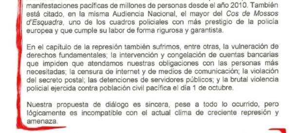 Carta enviada a Mariano Rajoy contestando al requerimiento Carta enviada a Mariano Rajoy contestando al requerimiento