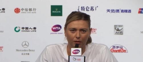 Maria Sharapova during a press conference at 2017 China Open, Beijing/ Photo: screenshot via WTA/YouTube