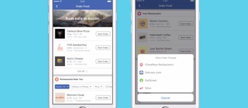 The new 'Order Food' feature, as seen on the Facebook iOS app version. | Credit (CNET/YouTube)