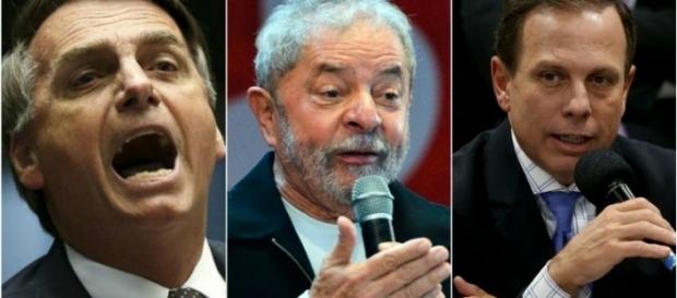 Bolsonaro, Lula e Doria apresentados respectivamente Bolsonaro, Lula e Doria apresentados respectivamente