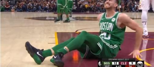 Celtics star, Gordon Hayward, suffered a leg injury during the game against the Cavaliers. NBA Conference/YouTube screen cap