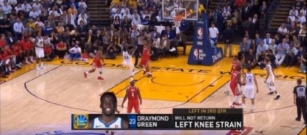 Draymond Green suffered knee sprain during the game against the Rockets. (Image - Protoscope/YouTube) Draymond Green suffered knee sprain during the game against the Rockets. (Image - Protoscope/YouTube)