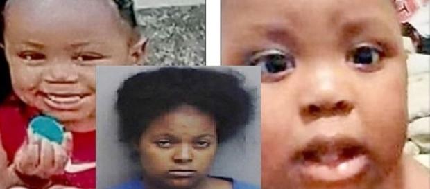 Lamora (centro) é suspeita de matar os dois filhos carbonizados ao colocá-los dentro de fogão (Fulton County Jail) Lamora (centro) é suspeita de matar os dois filhos carbonizados ao colocá-los dentro de fogão (Fulton County Jail)