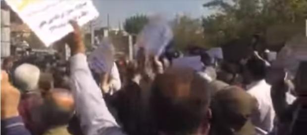 Thousands of people protest in Tehran on October 23, 2017 (NCRI US/YouTube screencap) Thousands of people protest in Tehran on October 23, 2017 (NCRI US/YouTube screencap)