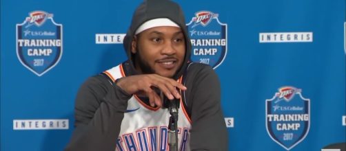 Anthony is ready to get his new career with the Thunder started. [Image Credit: ESPN/YouTube]