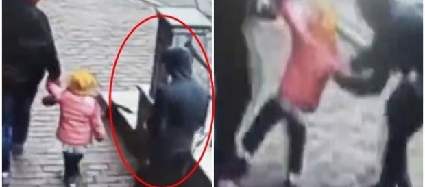 Homem tenta sequestrar criança (Foto: Captura de vídeo) Homem tenta sequestrar criança (Foto: Captura de vídeo)