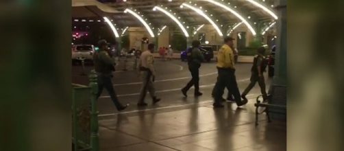 A gunman opened fire from the Mandalay Hotel & Casino in Las Vegas, killing at least 20 people [Image: YouTube/BBC News]