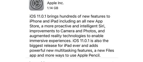 iOS 11.0.1 software update screen capture/ photo by Ryan Patrick
