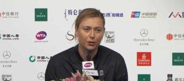 Maria Sharapova during a press conference at the 2017 China Open, Beijing/ Photo: screenshot via WTA official channel on YouTube Maria Sharapova during a press conference at the 2017 China Open, Beijing/ Photo: screenshot via WTA official channel on YouTube