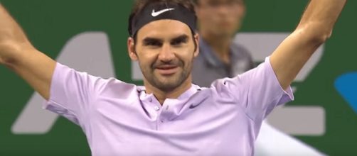 Roger Federer celebrating a win in Shanghai/ Photo: screenshot via Tennis TV channel on YouTube