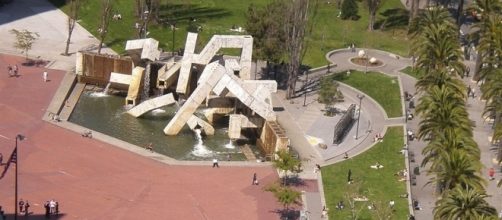 The public square currently known as Justin Herman Plaza is seen from a highrise across Market Street. (Photo: BrokenSphere/Wikimedia Commons)