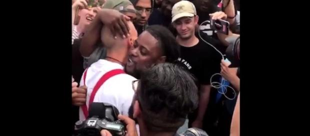 Courtney embraces Furniss at a white supremacist rally - Image via Twitter Politics for Dummies Courtney embraces Furniss at a white supremacist rally - Image via Twitter Politics for Dummies