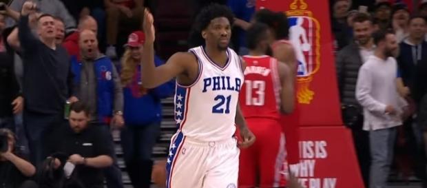 Joel Embiid is out for the 76ers versus the Raptors; (Image Credit: NBA/YouTube) Joel Embiid is out for the 76ers versus the Raptors; (Image Credit: NBA/YouTube)