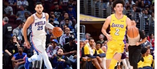 The Sixers' Ben Simmons and Lakers' Lonzo Ball are early frontrunners for NBA Rookie of the Year. [Image via NBA/YouTube]