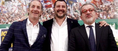 Matteo Salvini tra Zaia e Maroni