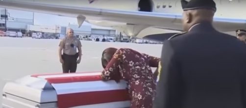 Widow of Sergeant La David Johnson bows over husband's casket | CBS SF Bay Area | YouTube