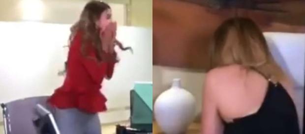 Atrizes ensaiavam uma cena quando tudo aconteceu (Foto: Captura de vídeo) Atrizes ensaiavam uma cena quando tudo aconteceu (Foto: Captura de vídeo)