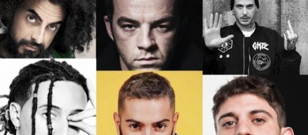 Caparezza, Salmo, Gemitaiz, Ghali, Emis Killa e Rkomi. Caparezza, Salmo, Gemitaiz, Ghali, Emis Killa e Rkomi.