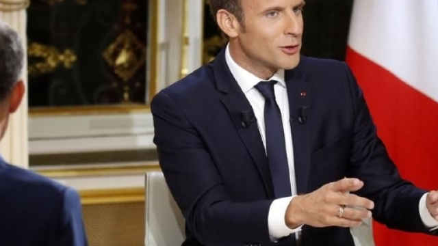 Le Président Macron au cours sa première allocution télévisée TF1/LCI