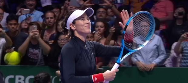 Garbine Muuguruza celebrating her win over Ostapenko in Singapore/ Photo: screenshot via WTA channel on YouTube Garbine Muuguruza celebrating her win over Ostapenko in Singapore/ Photo: screenshot via WTA channel on YouTube