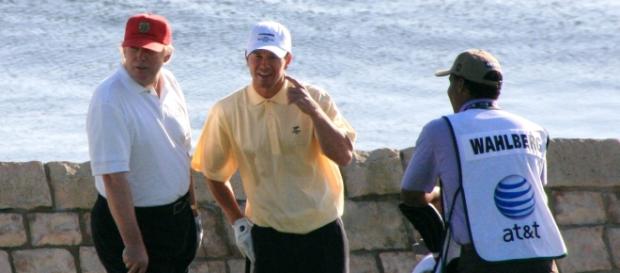 Trumps handicap dropping as fast as his ratings. Pictured with Mark Wahlberg - Wikimedia commons. Trumps handicap dropping as fast as his ratings. Pictured with Mark Wahlberg - Wikimedia commons.