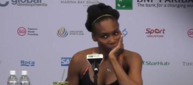 Venus Williams during a press conference after her win over Ostapenko in Singapore/ Photo: screenshot via WTA channel on YouTube Venus Williams during a press conference after her win over Ostapenko in Singapore/ Photo: screenshot via WTA channel on YouTube