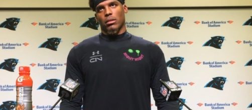 Cam Netwon rolls his eyes after getting asked a question about the Carolina Panthers offense. -- YouTube screen capture / ESPN