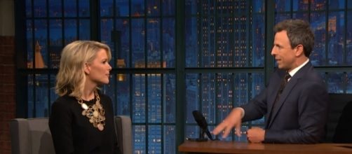 Seth Myers asks Megyn Kelly about Bill O'Reilly. (image credit: Late Night with Seth Myers/YouTube Screencap)