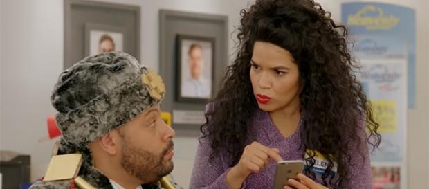 Colton Dunn and America Ferrera star as Garrett and Amy in "Superstore." (Superstore/YouTube) Colton Dunn and America Ferrera star as Garrett and Amy in "Superstore." (Superstore/YouTube)