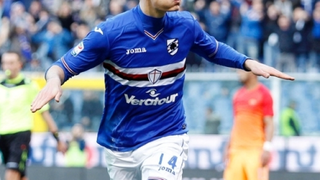 Patrick Schick esulta dopo un gol alla "sua" Roma