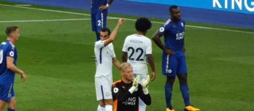 Chelsea players (in whites) during a Premier League match at King Power Stadium this season. (Image Credit: Ian Johnson/Flickr)