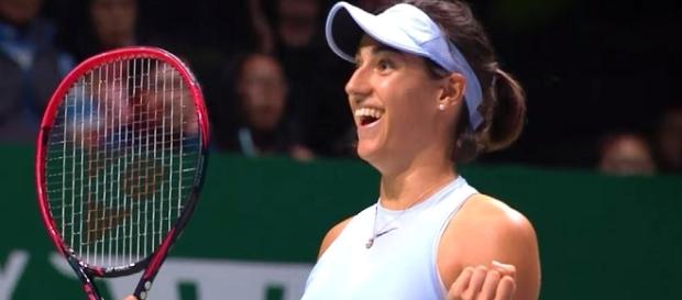 Caroline Garcia celebrating her win over Wozniacki in Singapore/ Photo: screenshot via WTA official channel on YouTube Caroline Garcia celebrating her win over Wozniacki in Singapore/ Photo: screenshot via WTA official channel on YouTube