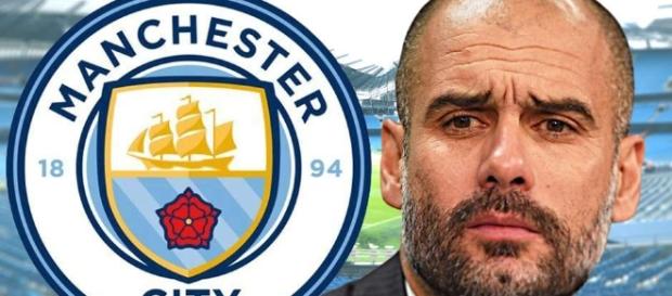 Aquí Pep Guardiola del Manchester City Aquí Pep Guardiola del Manchester City