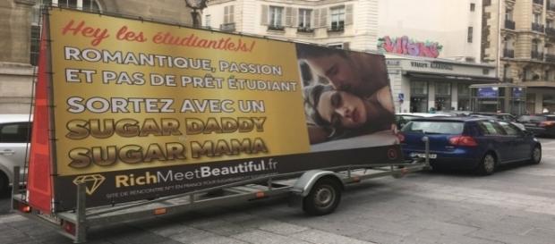 Sugar Daddy : Une publicité incitant les étudiantes à se prostituer circule depuis lundi à Paris. Sugar Daddy : Une publicité incitant les étudiantes à se prostituer circule depuis lundi à Paris.