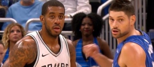 Despite a double-double from LaMarcus Aldridge, the Spurs fell to the Magic 114-87 on Friday night. [Image via NBA/YouTube]