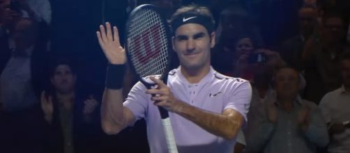Roger Federer celebrating a win at the 2017 Swiss Indoors Basel event/ Photo: screenshot via Tennis TV channel on YouTube
