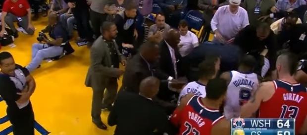 NBA fight between Draymond Green and Bradley Beal. -- YouTube screen capture / NBC Sports NBA fight between Draymond Green and Bradley Beal. -- YouTube screen capture / NBC Sports