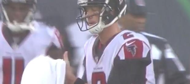 The Falcons beat the Jets in the pouring rain - via YouTube/NFL The Falcons beat the Jets in the pouring rain - via YouTube/NFL