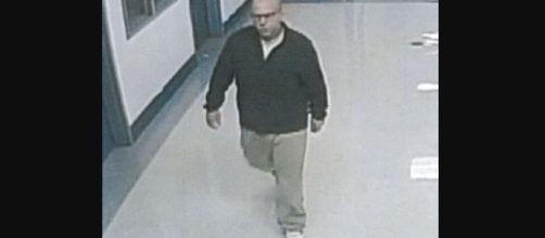 A CCTV video grab of Todd Boyes as he escaped jail. [image courtesy; Dept. of Military Affairs and Public Safety]