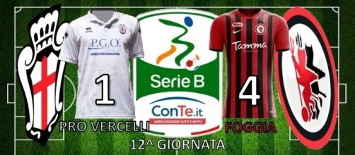 Termina 1-4 il match tra Pro Vercelli e Foggia valido per la 14^ giornata del campionato di Serie B ConTe.it 2017/18